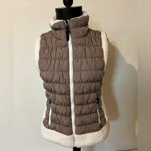 Calvin Klein Taupe and White Puffer Vest women’s size M